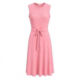 Kay Windsor 1960s Mod Knit Bubblegum Pink Belted Knee Length Size XS Dress